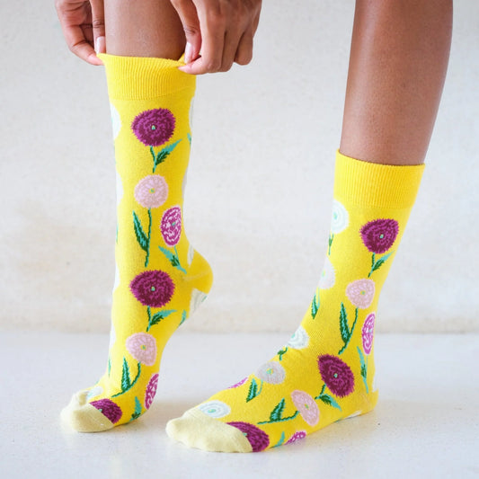 Calcetines Flores Amarillo de Pulentines