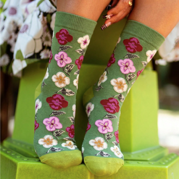 Calcetines Flores Verde de Pulentines